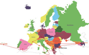 Iter Vitis, carte Europe